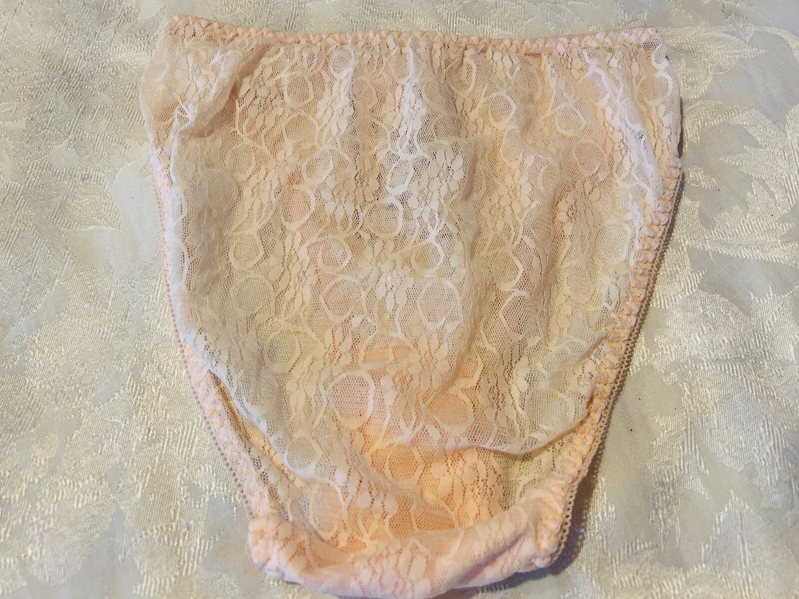 NWT Vtg SEDU’ Fine Lingerie Sheer Raschel Lace Hi Cut Panties Hips 40-41 Size 7