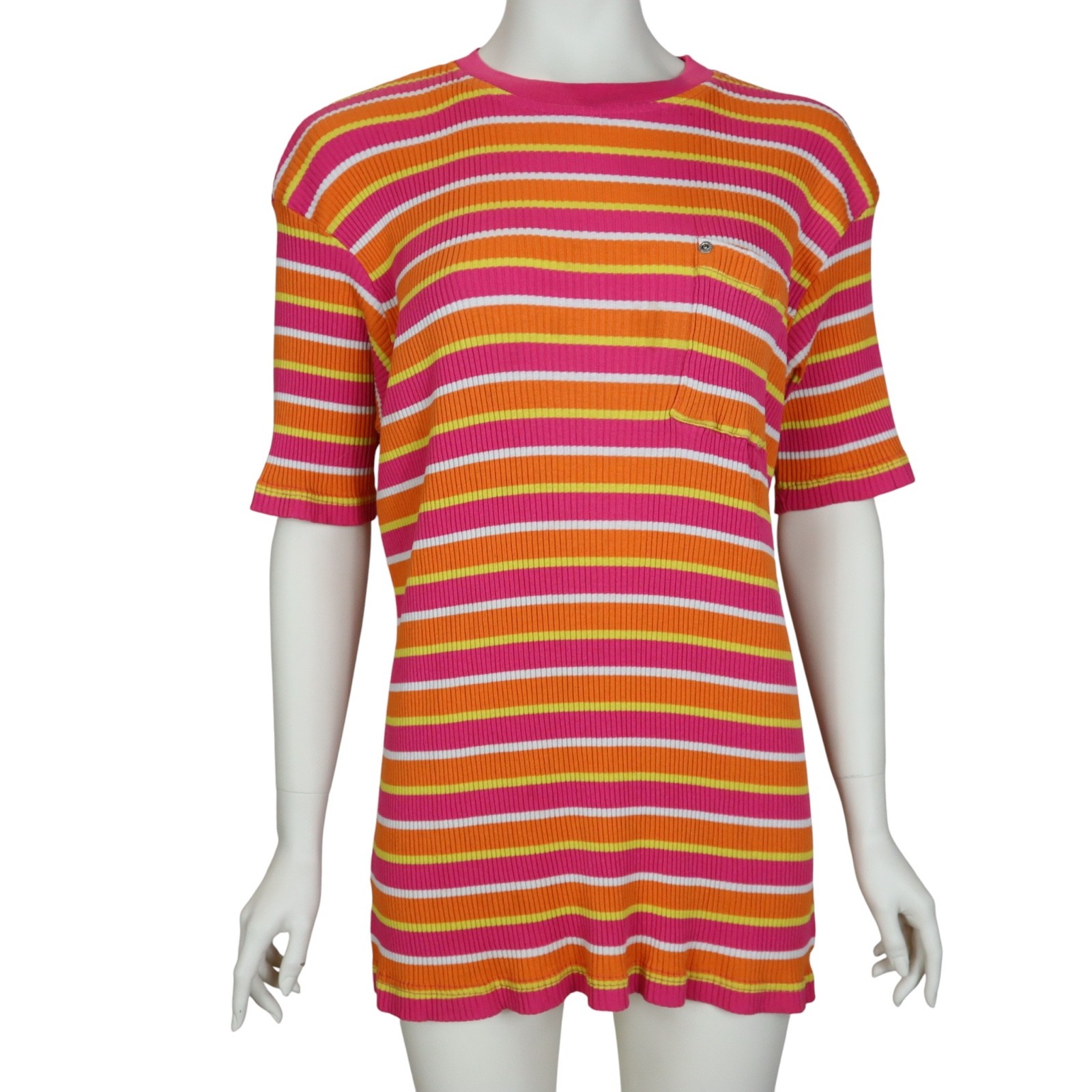 Vintage Elena Tannassi Sport Stretchy Top 1980’s Bright Stripe Women’s 2X