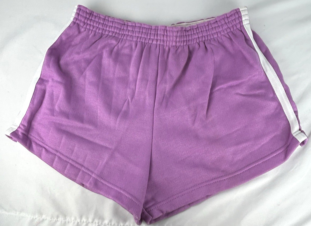 Unworn Vintage Active Wear Purple Gym Sweat Shorts Womens M Pull On Athletic USA