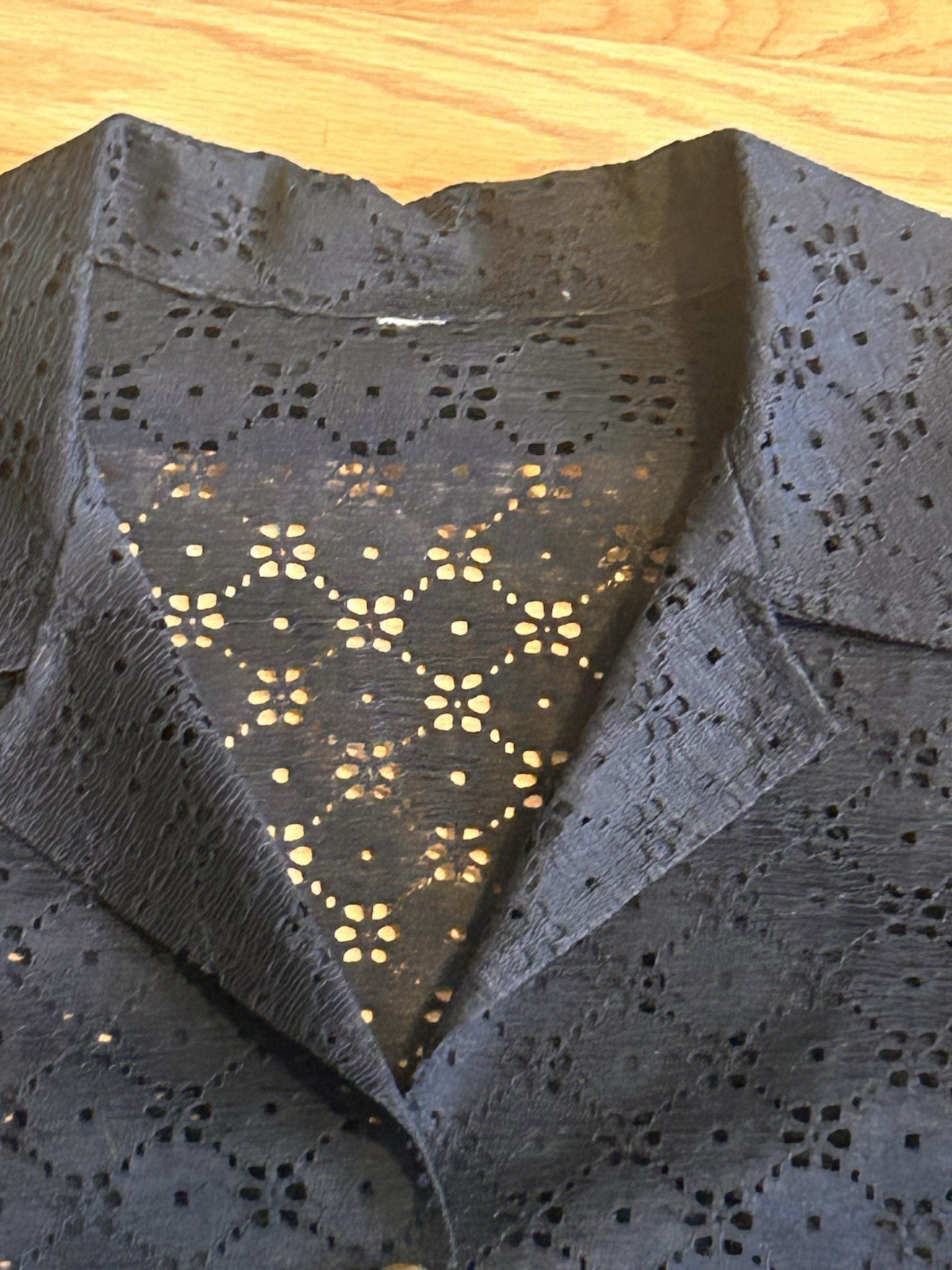 Vintage Black Eyelet Lace Shirt Dark Cottagecore Coquette Cutwork Blouse Western