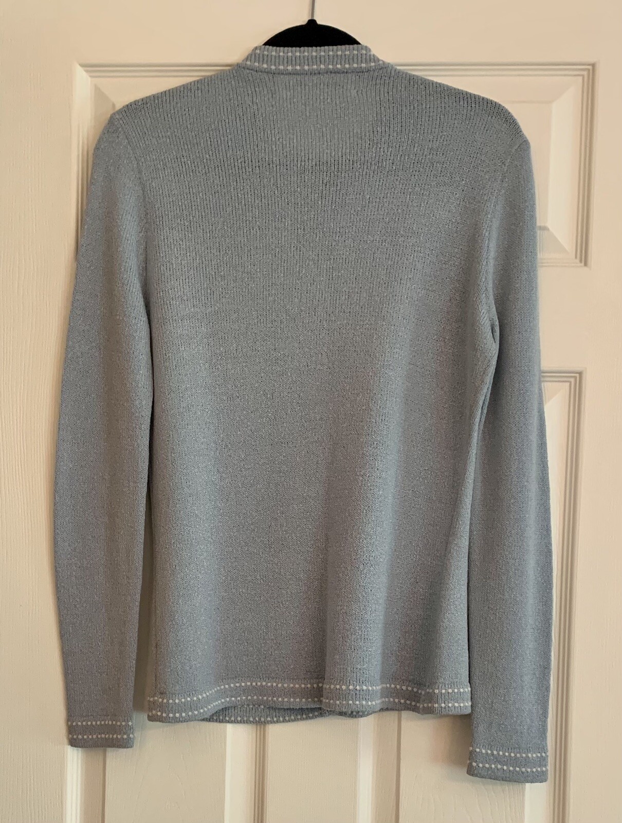 Vintage Blue Cardigan Lillie Rubin Medium Knit Sweater Blazer Jacket Classic