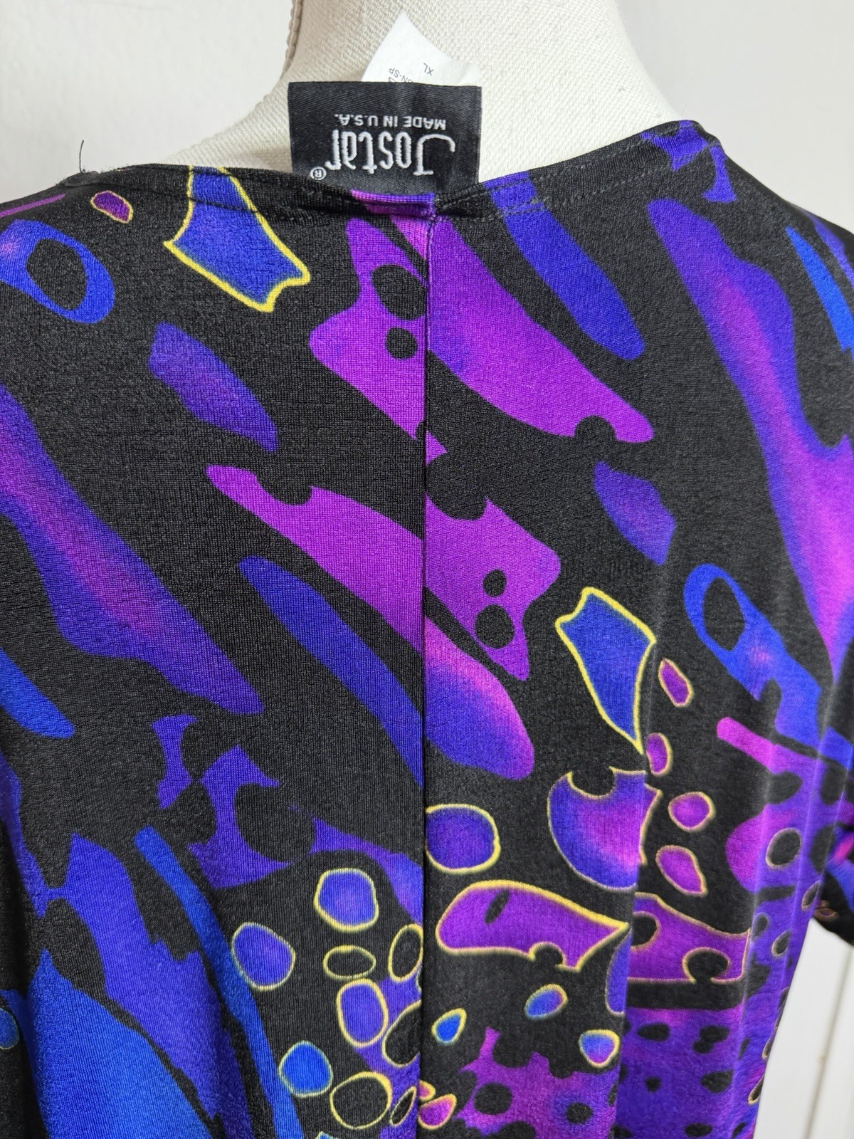 Vintage 90’s Jostar XL Vibrant Abstract Butterfly Slinky Maxi Dress Travel