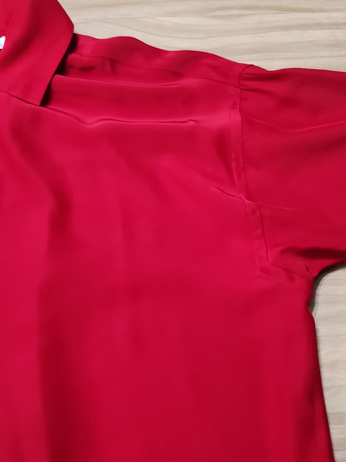 Vintage Blouse KIKIT Maurice Sasoon Sz S 100% Silk Red Long Sleeve Button Up…