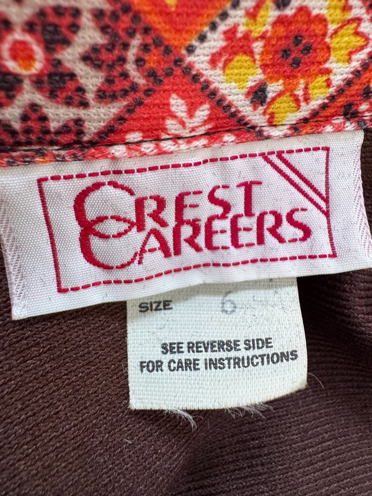 Vintage 70s Retro Zip Front MOD Crest Careers Uniform Dress S