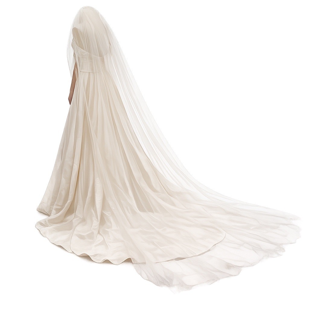 Vintage Cathedral Length Bridal Veil Floral Lace Crown Wedding Veil Ivory White