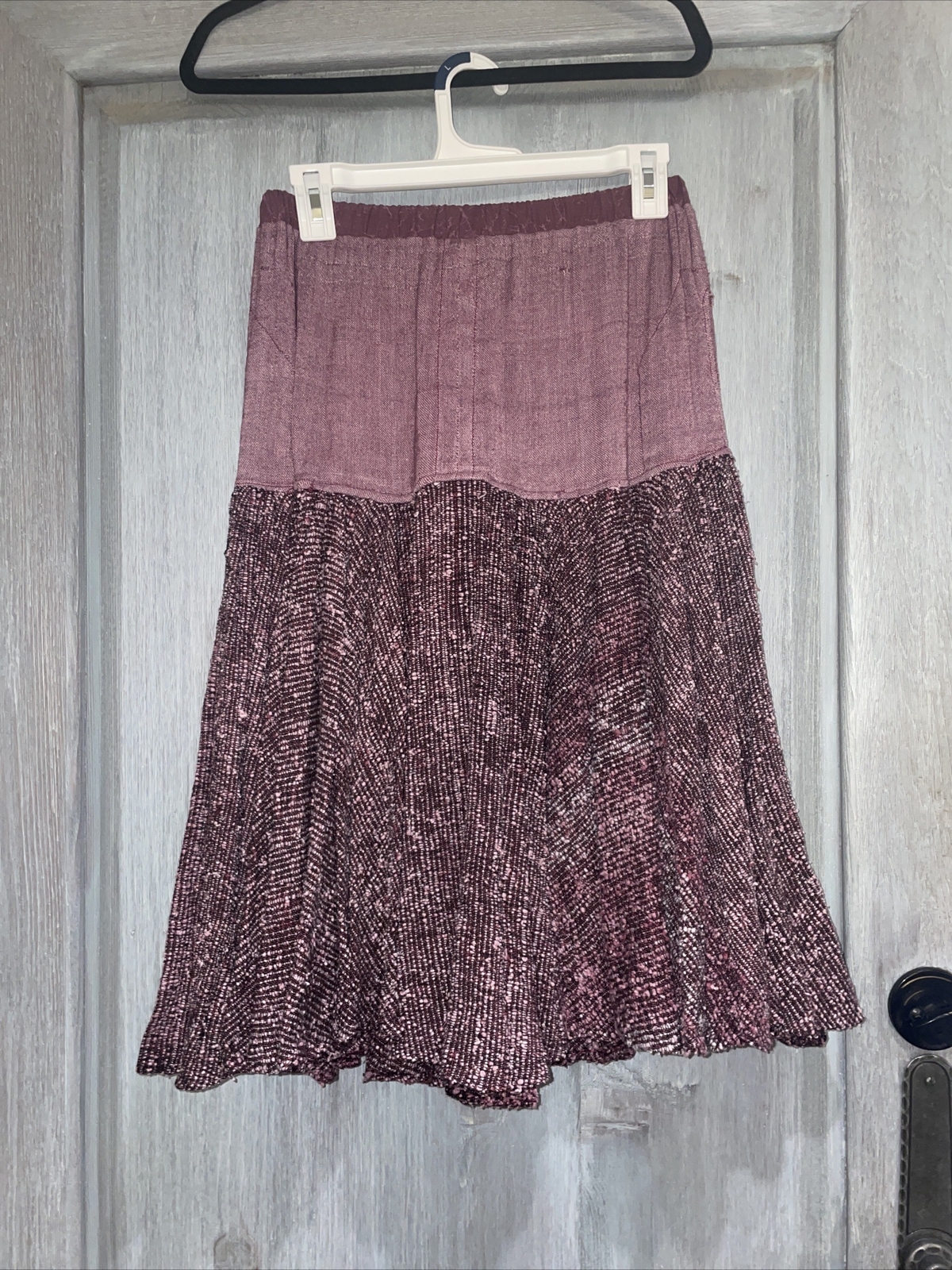 Vintage Laise Adzer Cotton Rayon Purple A-Line Skirt And Sweater Set