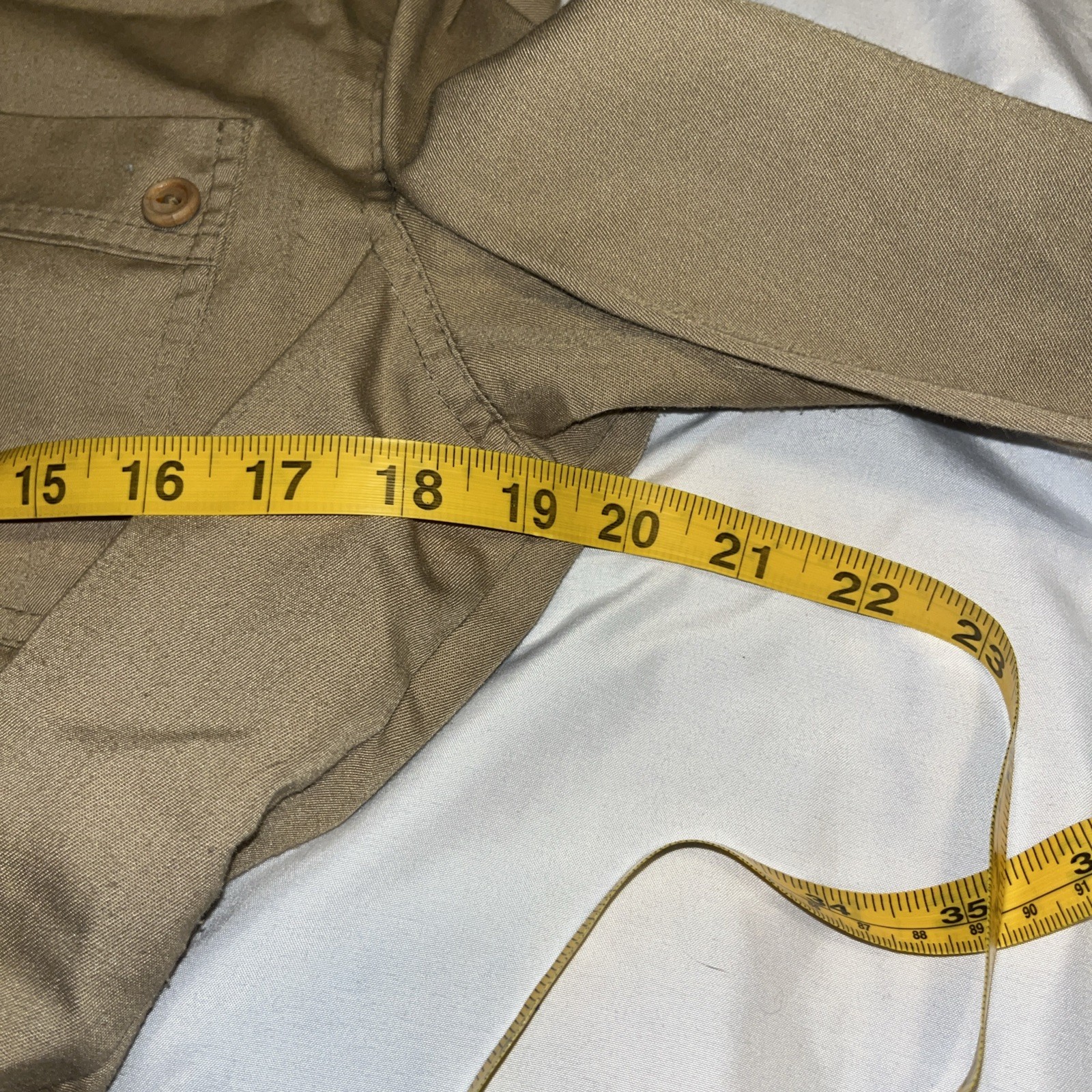 Caron Vintage Army Dress Beige Long Sleeve Pockets Mock Neck Medium Maxi Khaki
