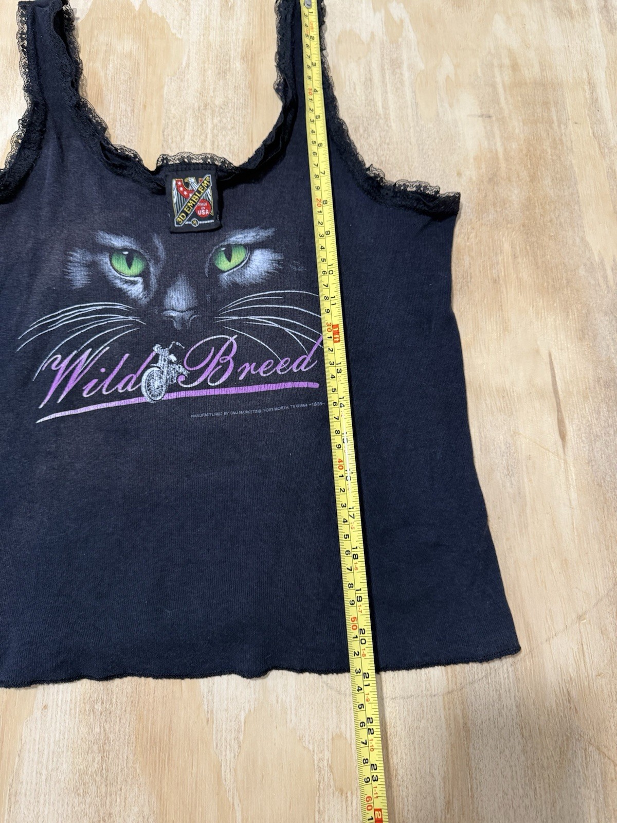 Vintage 90s Wild Breed Biker Women Kitty 3d Emblem Cat Sturgis Tank Top Lace M