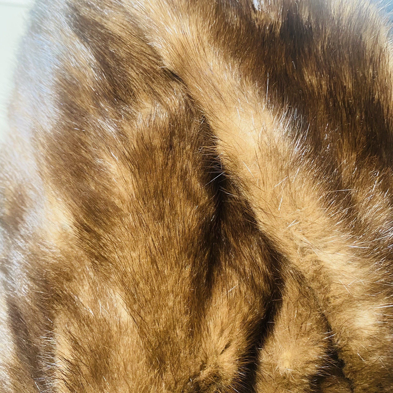 Vtg MINK Fur Stole Shawl Cape Capelet Mahogony Brown Couture Tails Pockets NICE