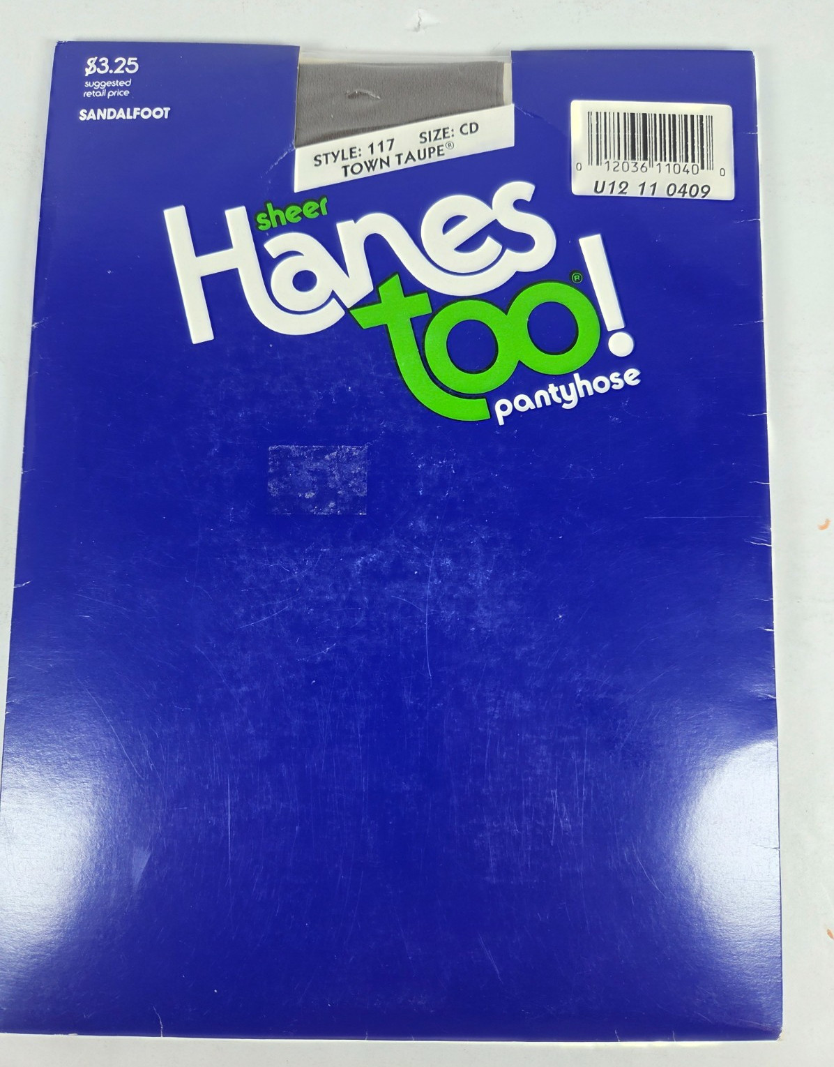 Vtg Hanes Too Sheer Nylon Pantyhose Sz CD Town Taupe Sandlefoot Style 117