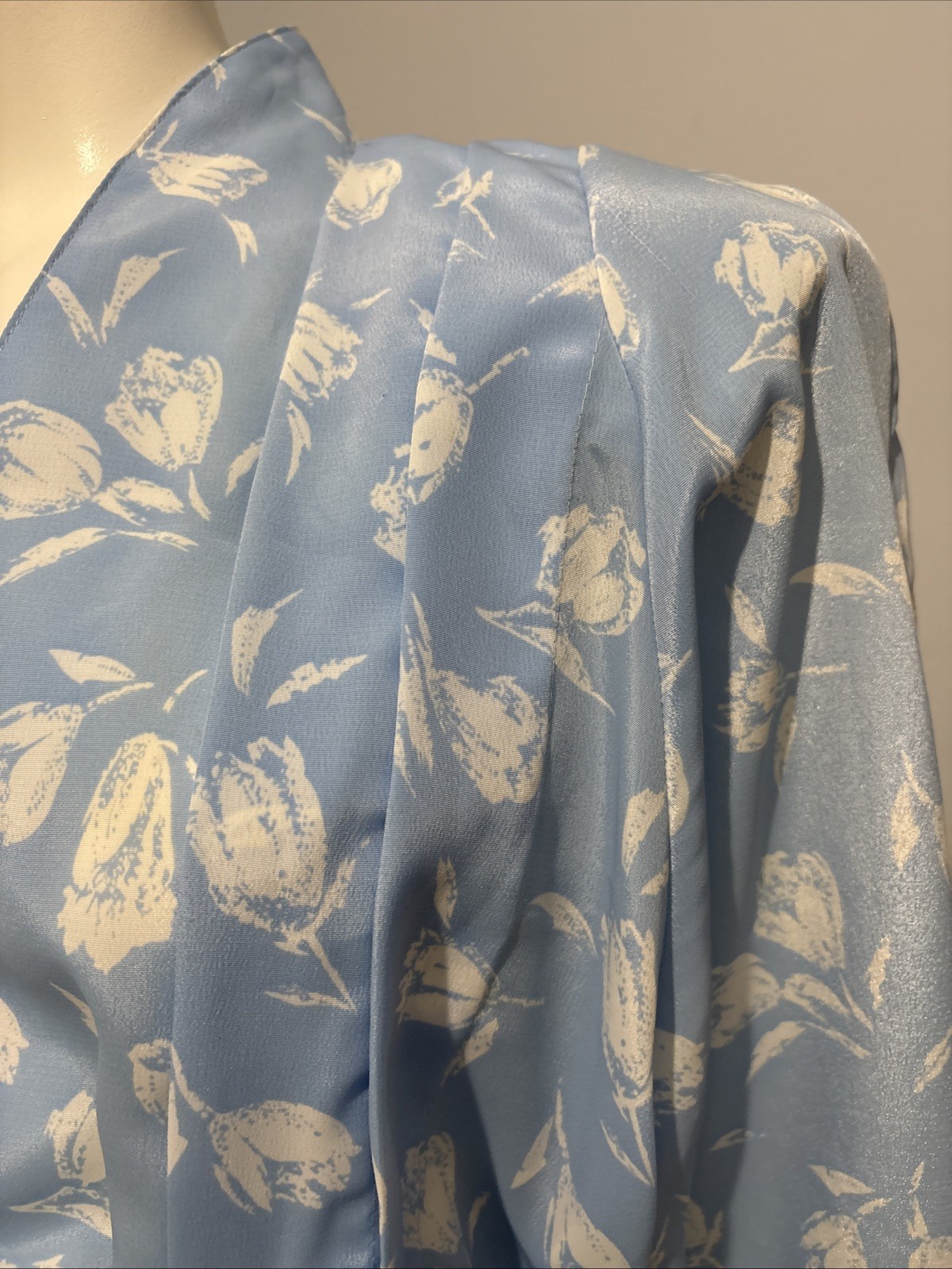 Vintage Pellini by Von Bramlett Blue White floral dress Buttons Pockets Sz M