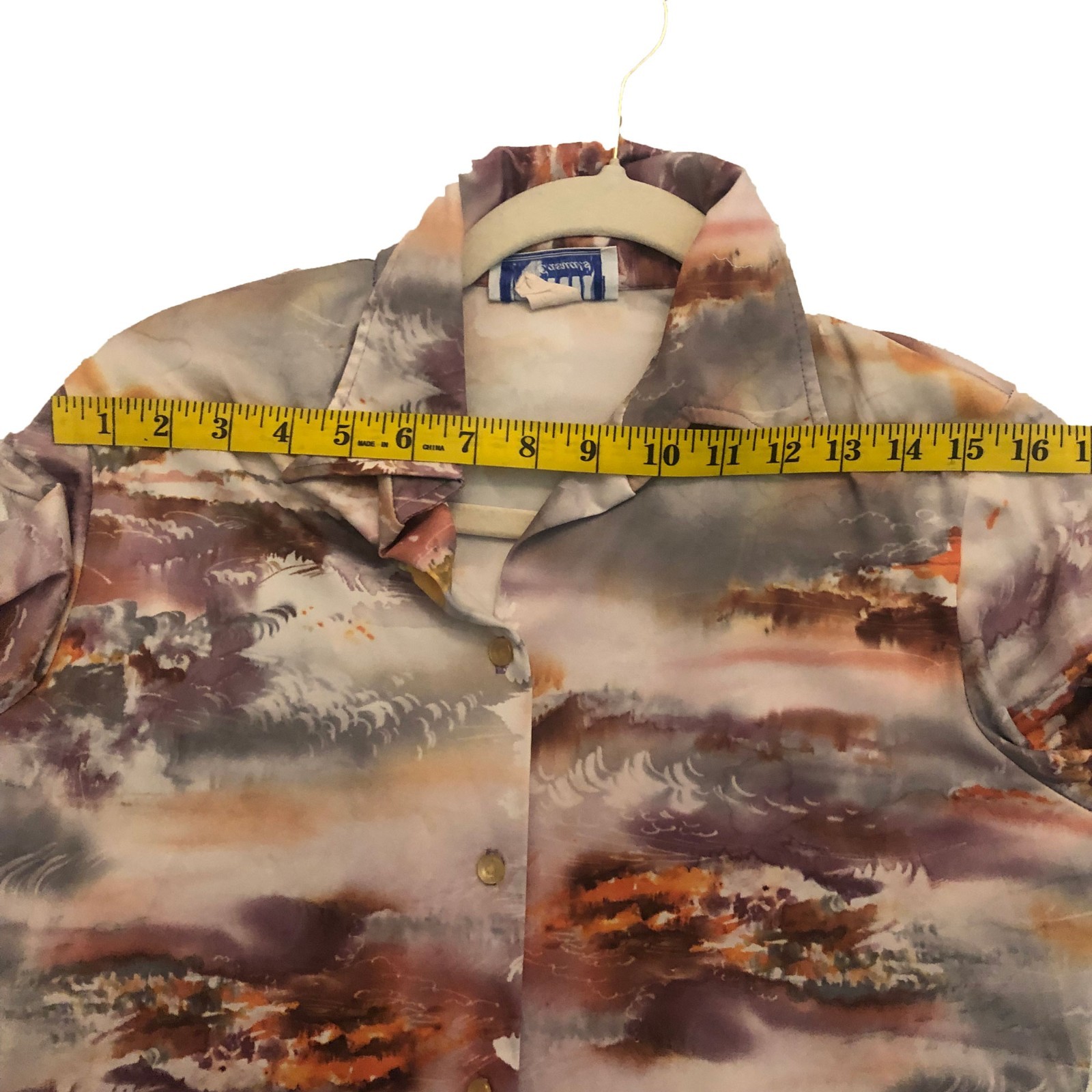 1970’s Abstract Waves Art Polyester Unisex Polyester Longsleeve Blouse