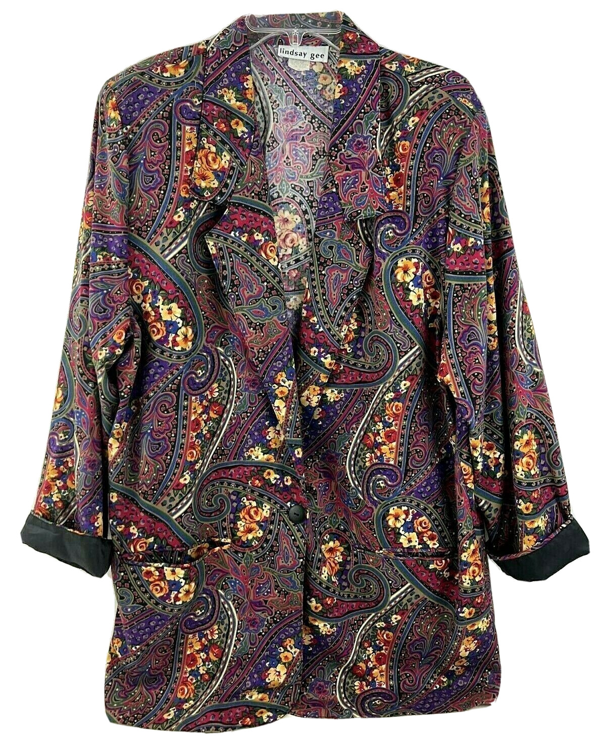 Lindsay Gee Women’s Button Up 3/4 Sleeve Floral Blazer Size 16