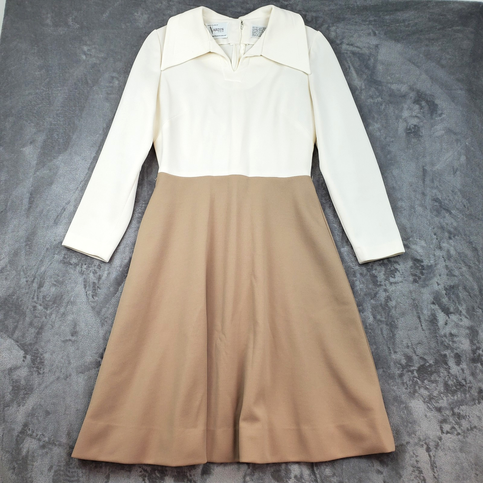 Vintage Dress 60s 70s Nardis of Dallas Double Knit Custom Cream Ivory Size 8/10?