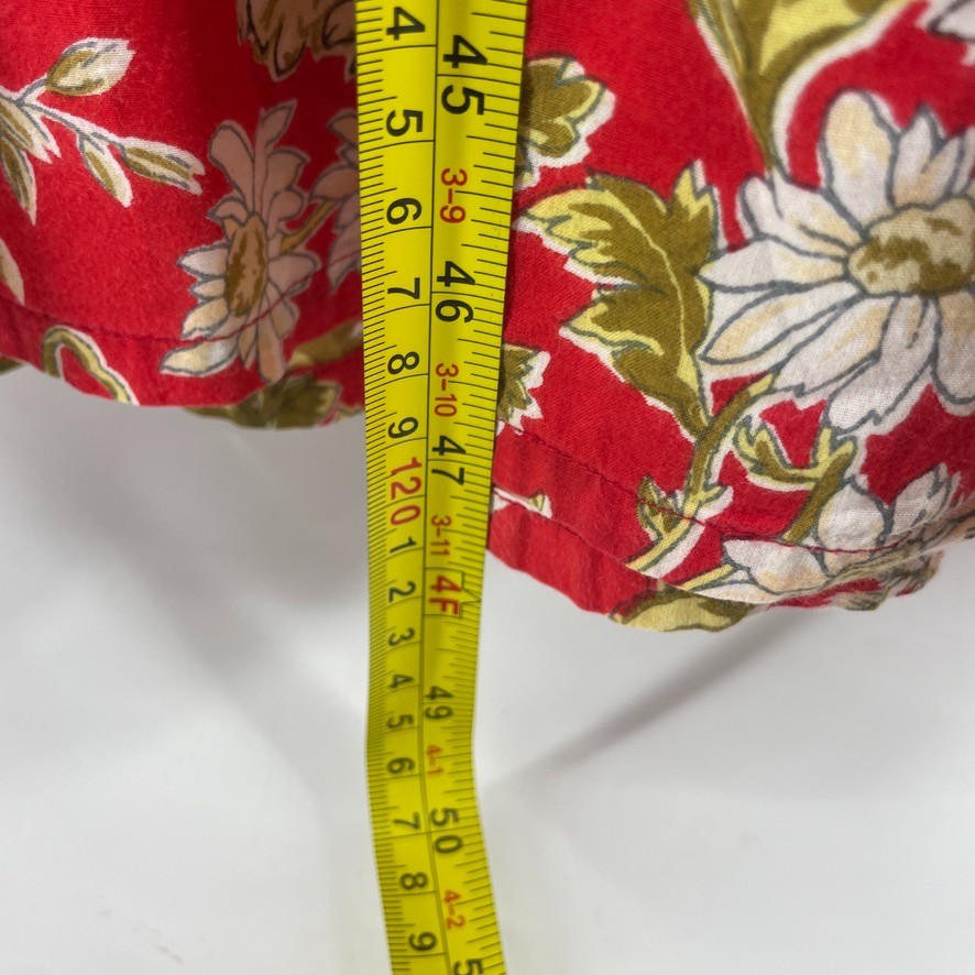 Vtg Nightgown XL Red Floral Cottage Victorian Edwardian Coquette Grandma Crochet