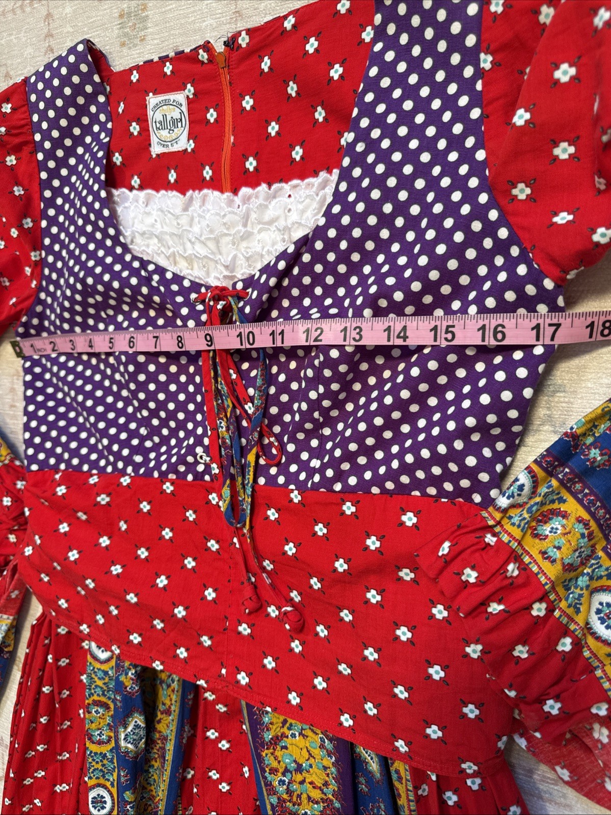 Vintage 60’s-70’s Shelly’s Tall Girl Boho Prairie Hippy Dress Corset Festival M