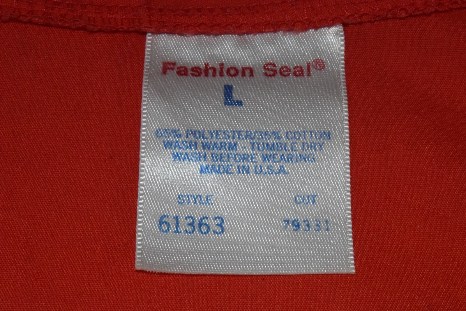 Vintage Work Shirt Fashion Seal Size L 70s Vibrant Red Collared Button Made USA