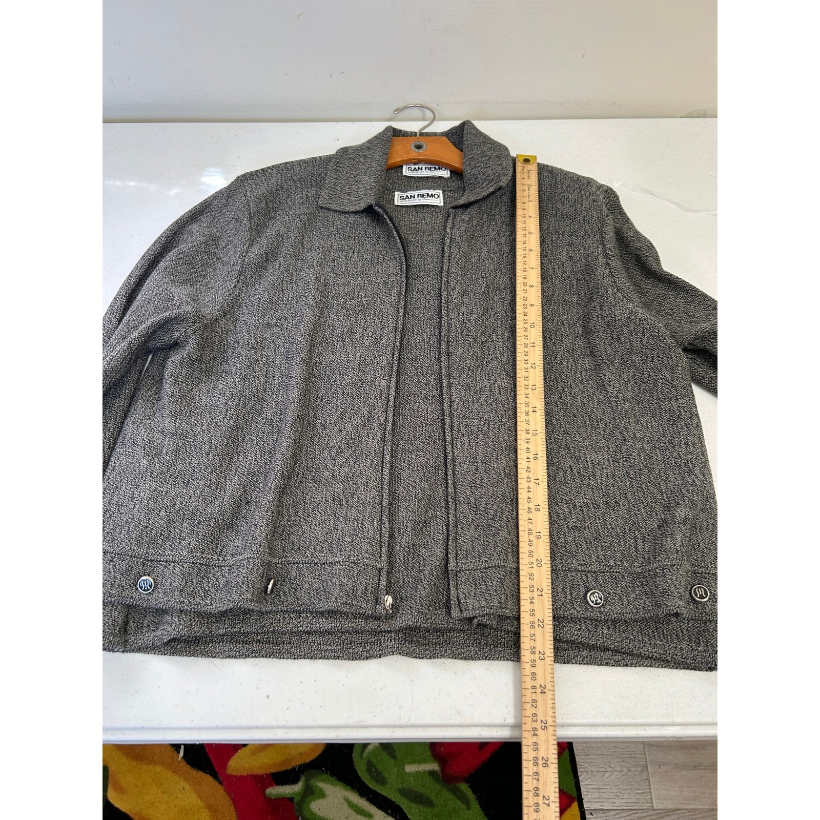 San Remo by Laura Knits Gray Zip Up Jacket and Tank Top Set XL Made in USA