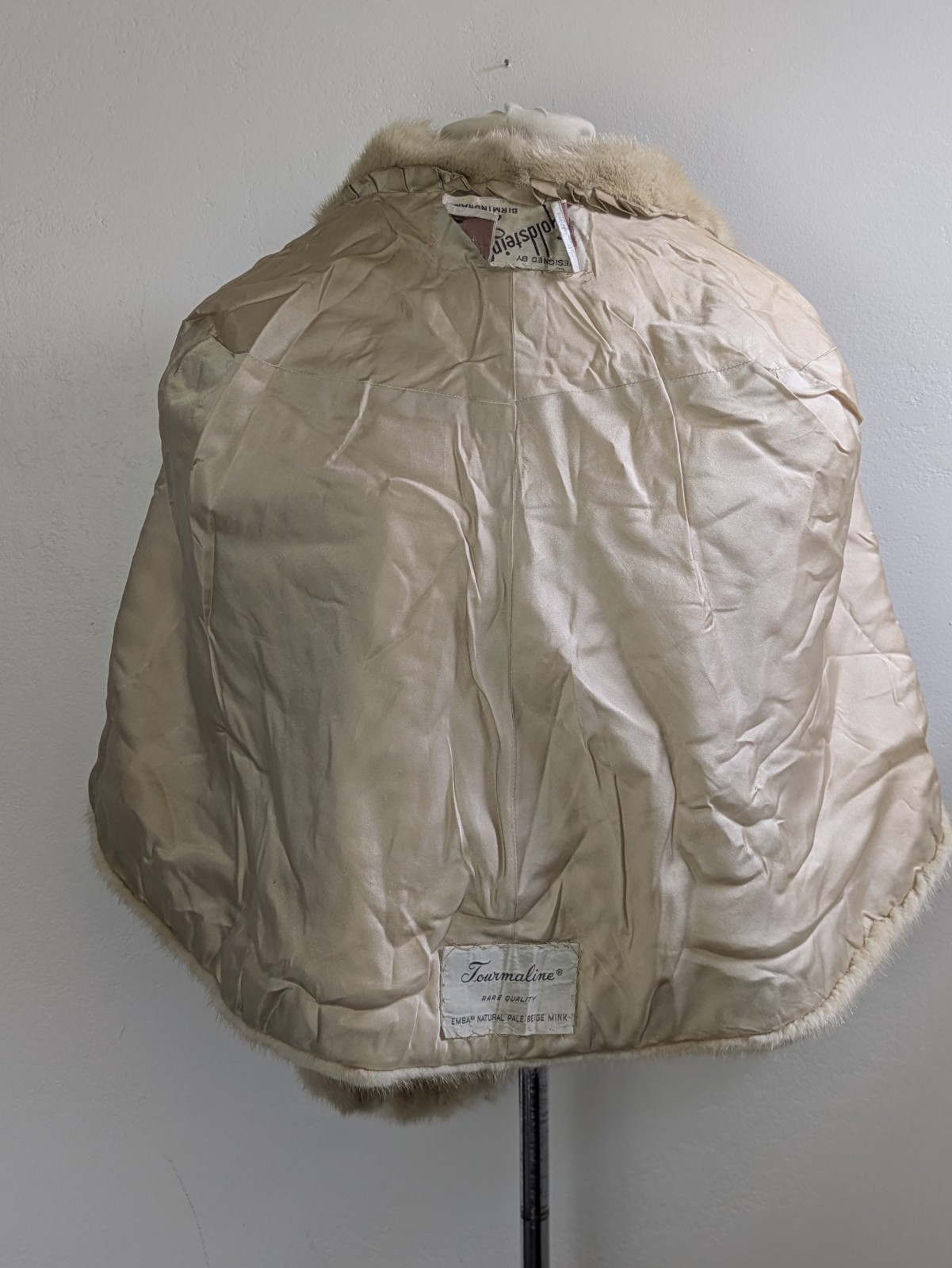 Vintage Mink Fur Stole Shawl Wrap Pale Beige Blonde Real Fur Tourmaline