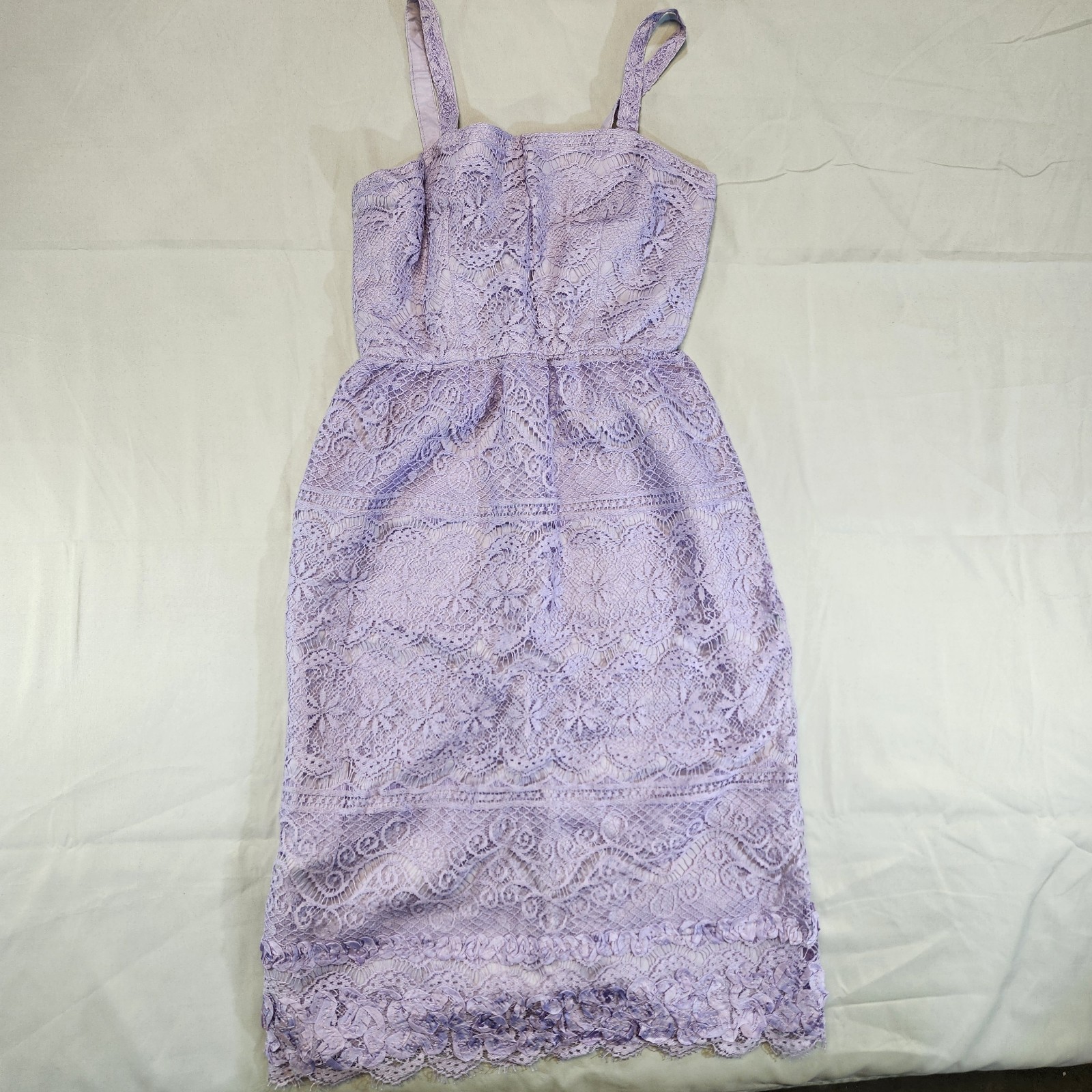 Vintage 1960’s Jo Ed Sophisticates Lace Lilac Womens Dress Extra Small XS Petite