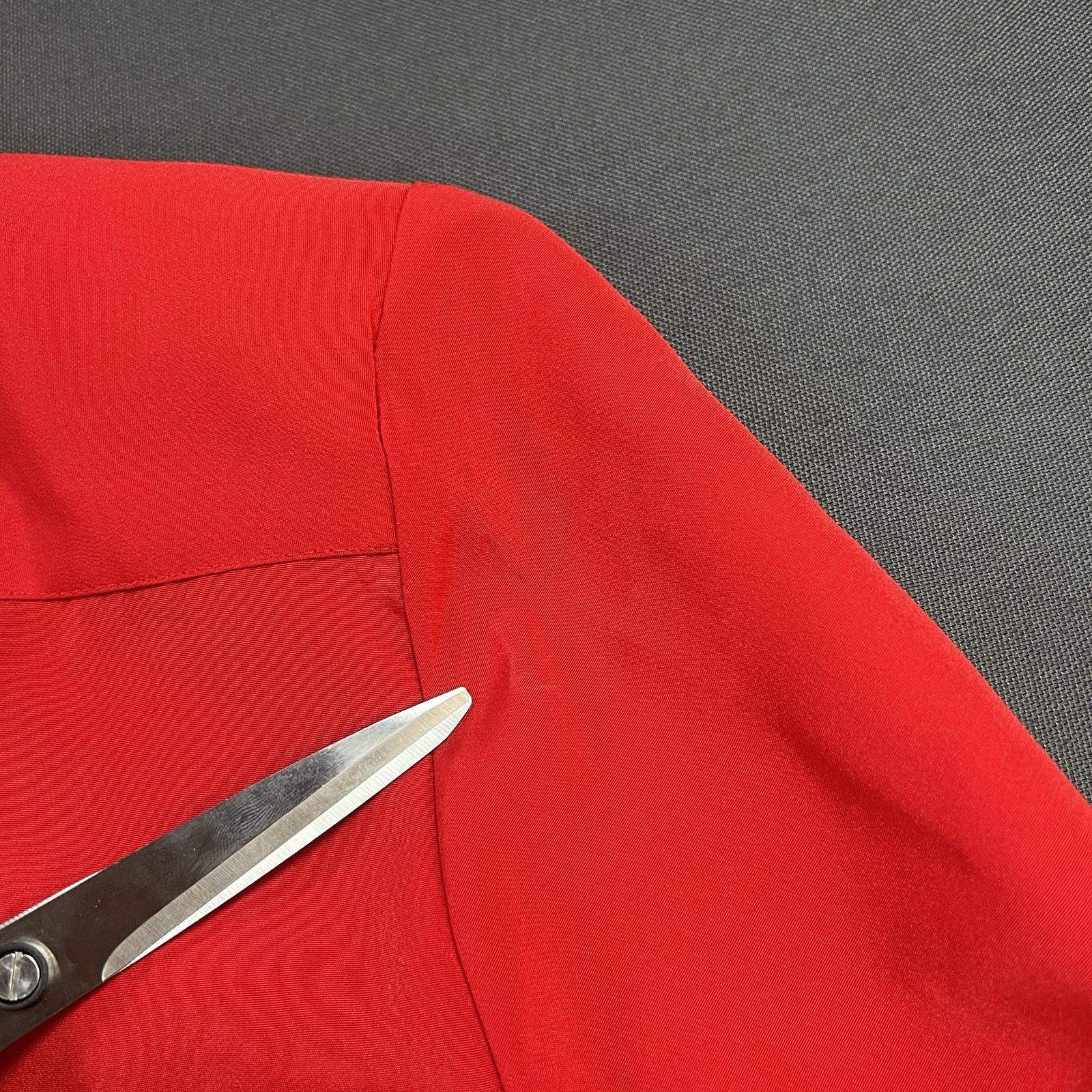 Vintage Yves St. Clair Petites 12P Red Pintuck Embroidered Blouse Shoulder Pads