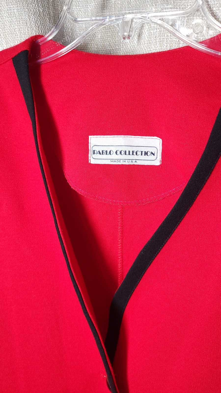 Vintage Size 14 Red W/ Black Trim Pablo Collection Cardigan Blazer