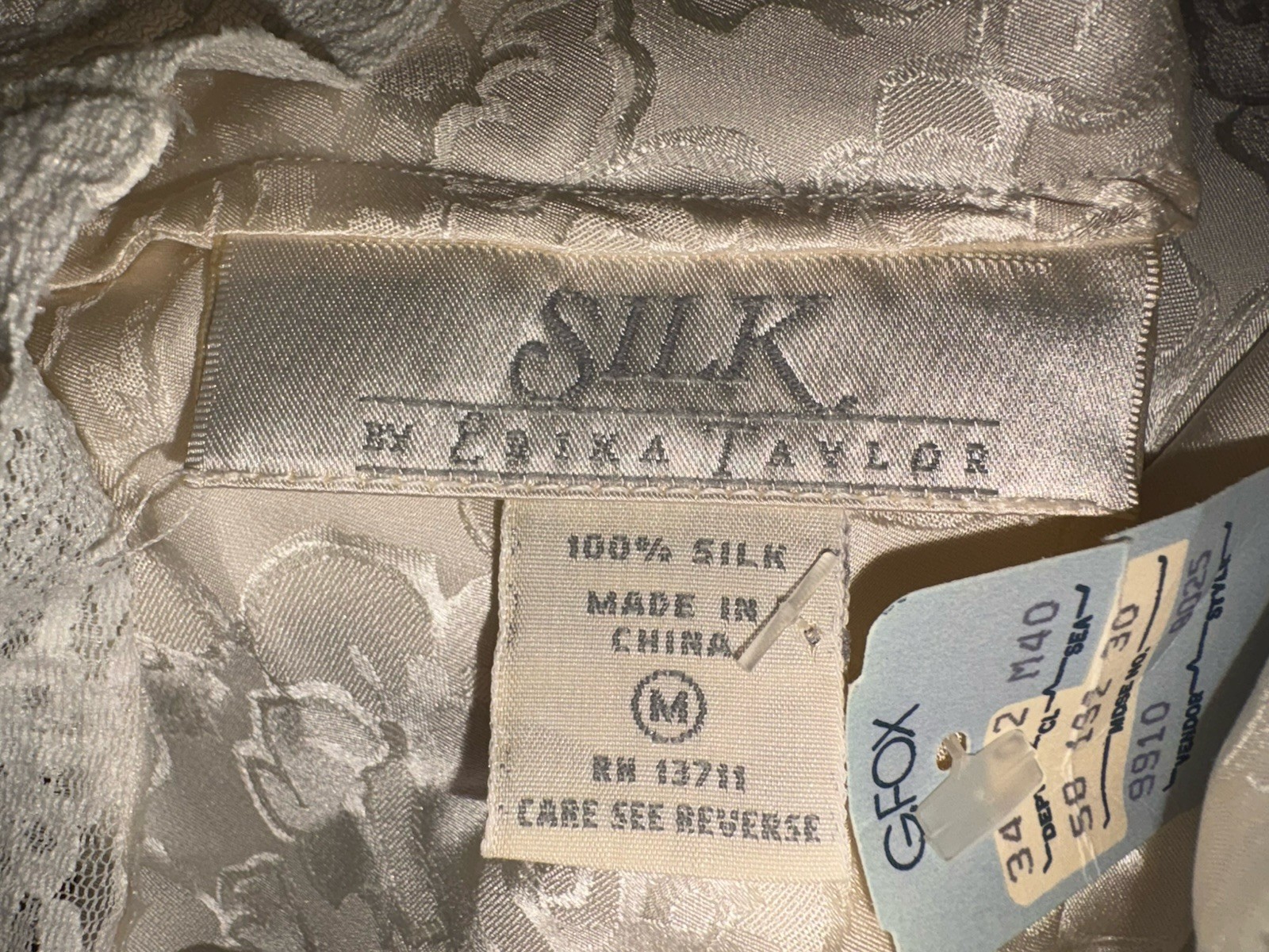 NWT SILK Erika Taylor 100% Silk Floral Lace Trim Camisole Top Ivory Sz M Y2K