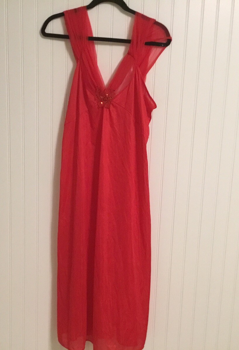 Vintage Cachet Nightgown Lingerie Red Lightweight Sleeveless (medium) Long