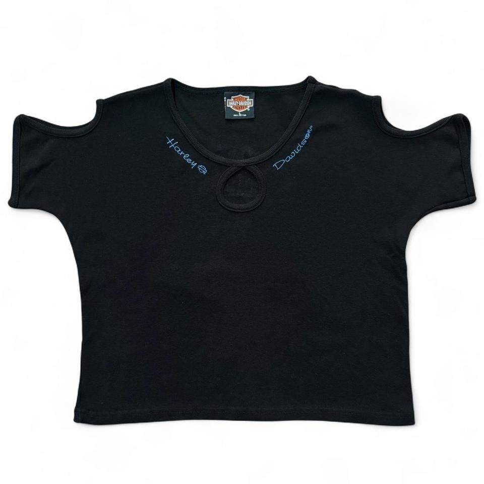Vintage 90s Harley Davidson Daytona Florida Embroidered Cold Shoulder Top