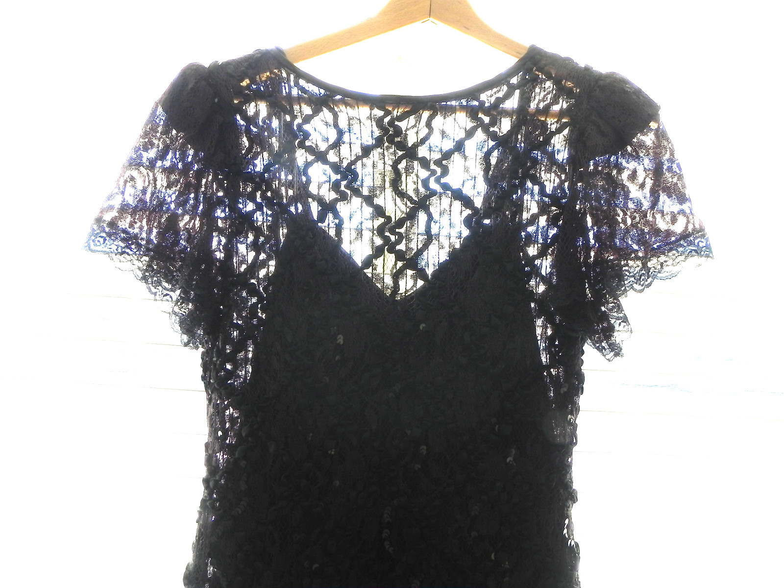 Vtg HW Collections Lace Dress Burgundy/Black Open Back Fit-Flared Size S/M