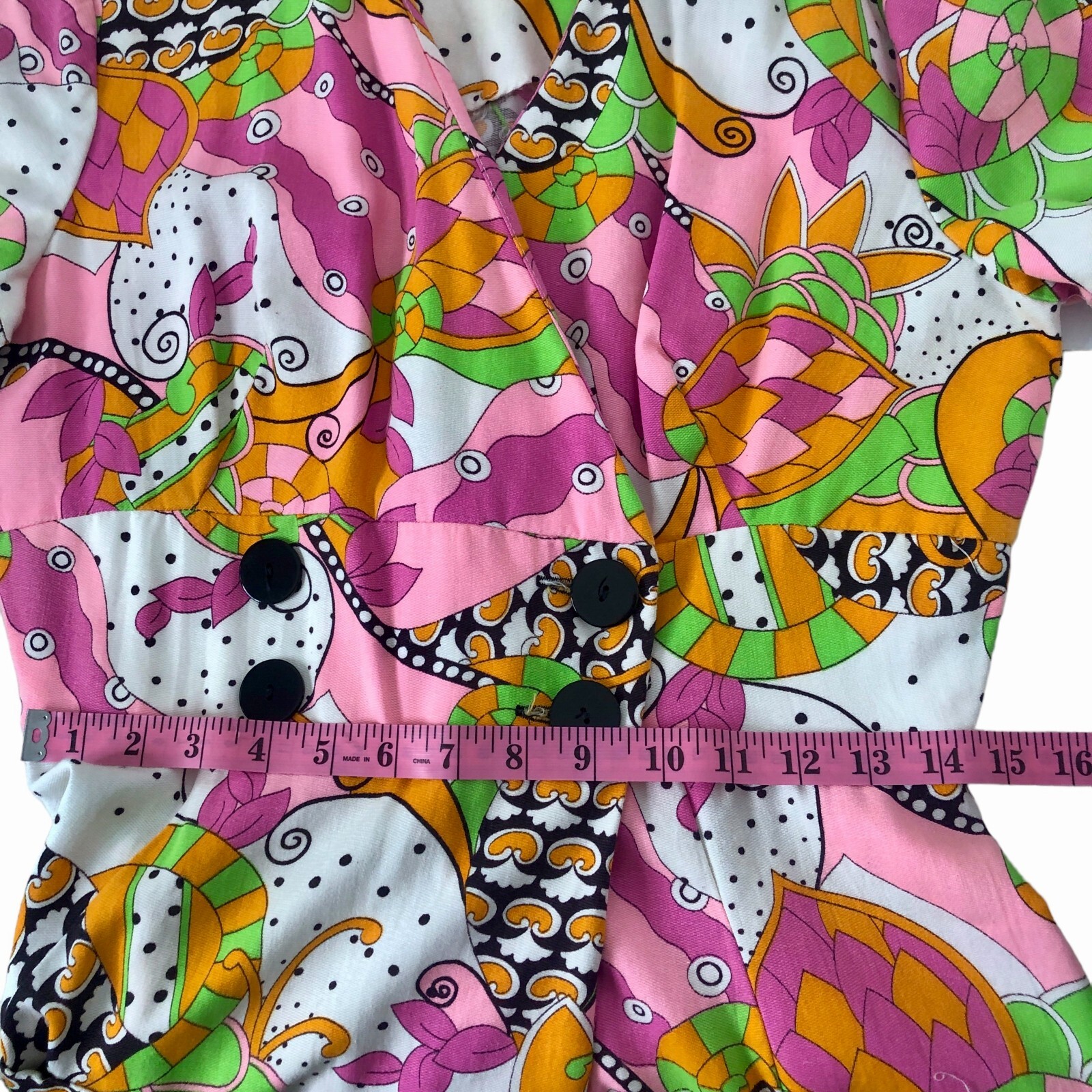 Evelyn Pearson Womens Vintage 60s Wrap Lounge Dress Medium Pink Green Mod Maxi