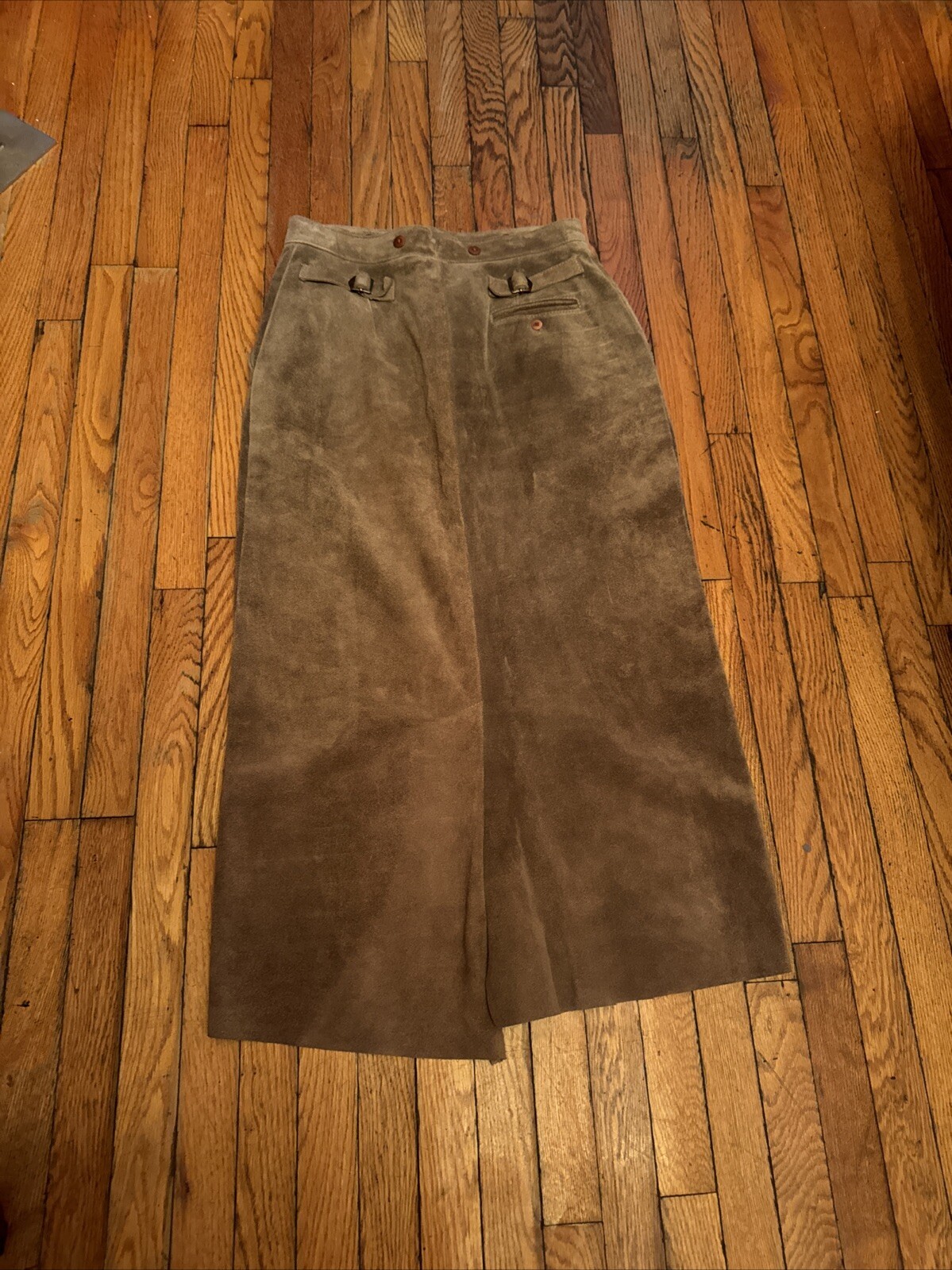 Ralph Lauren Country Brown Long Suede Western Skirt 12 Pockets 4 Pockets