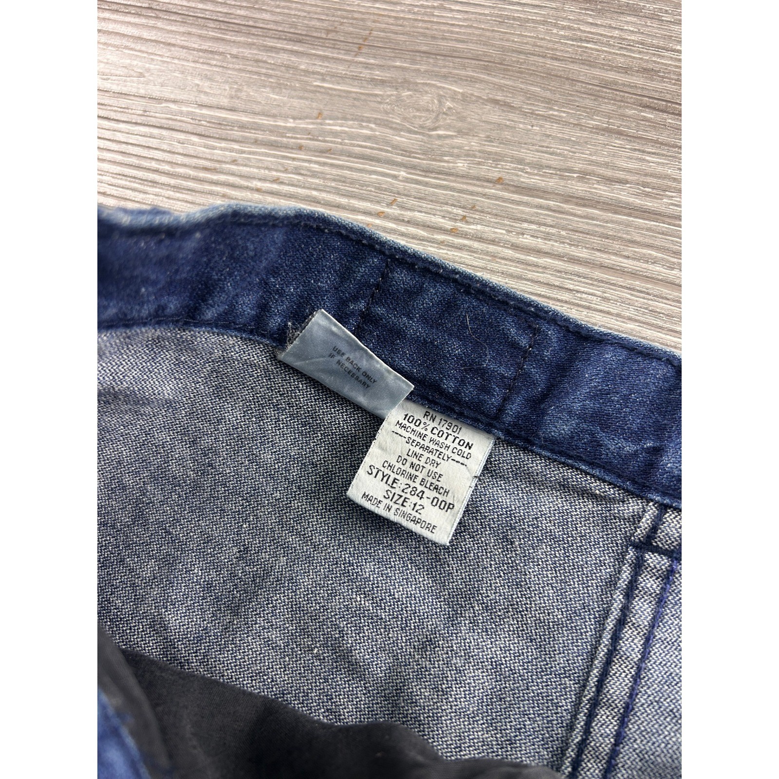 Vintage High Waisted Wide Leg Denim Trousers Indigo Blue Cotton Pants 284-00P 12
