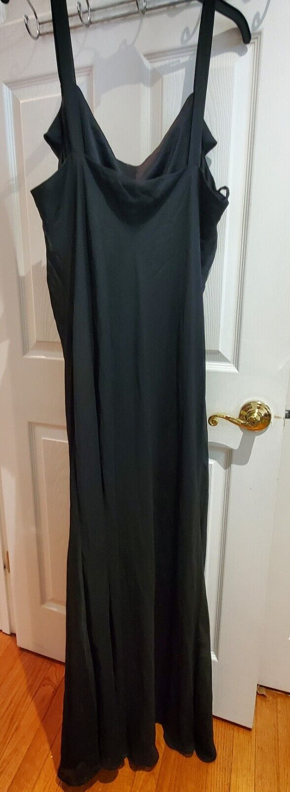 Onyx Nite Dress Size 24 Black Maxi Slipdress Cowl Neck Minimalist VTG Y2K 90s