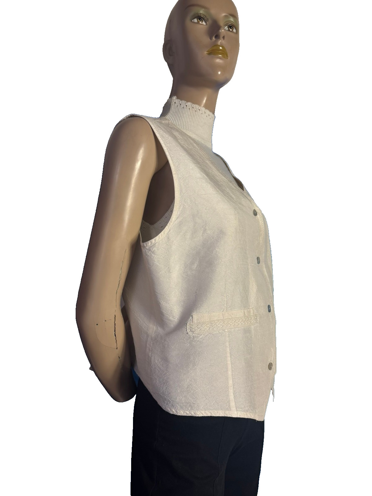 Vintage Silk Vest 40s/50s Paper Silk Lace Chinchback Size 38/40 Unique