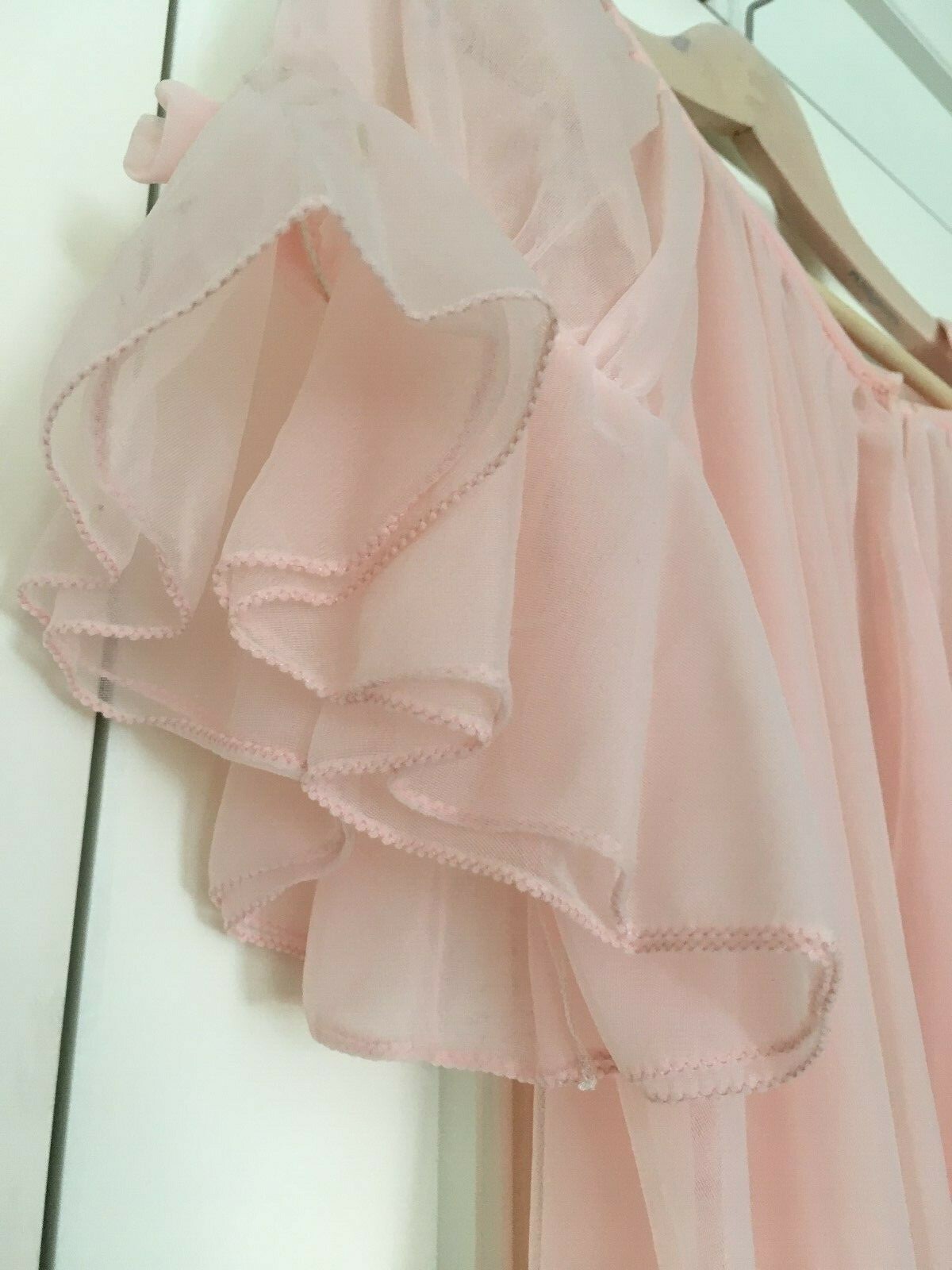 Vintage MISS ELAINE Robe Peignoir Night Gown Pink Chiffon Small – Medium
