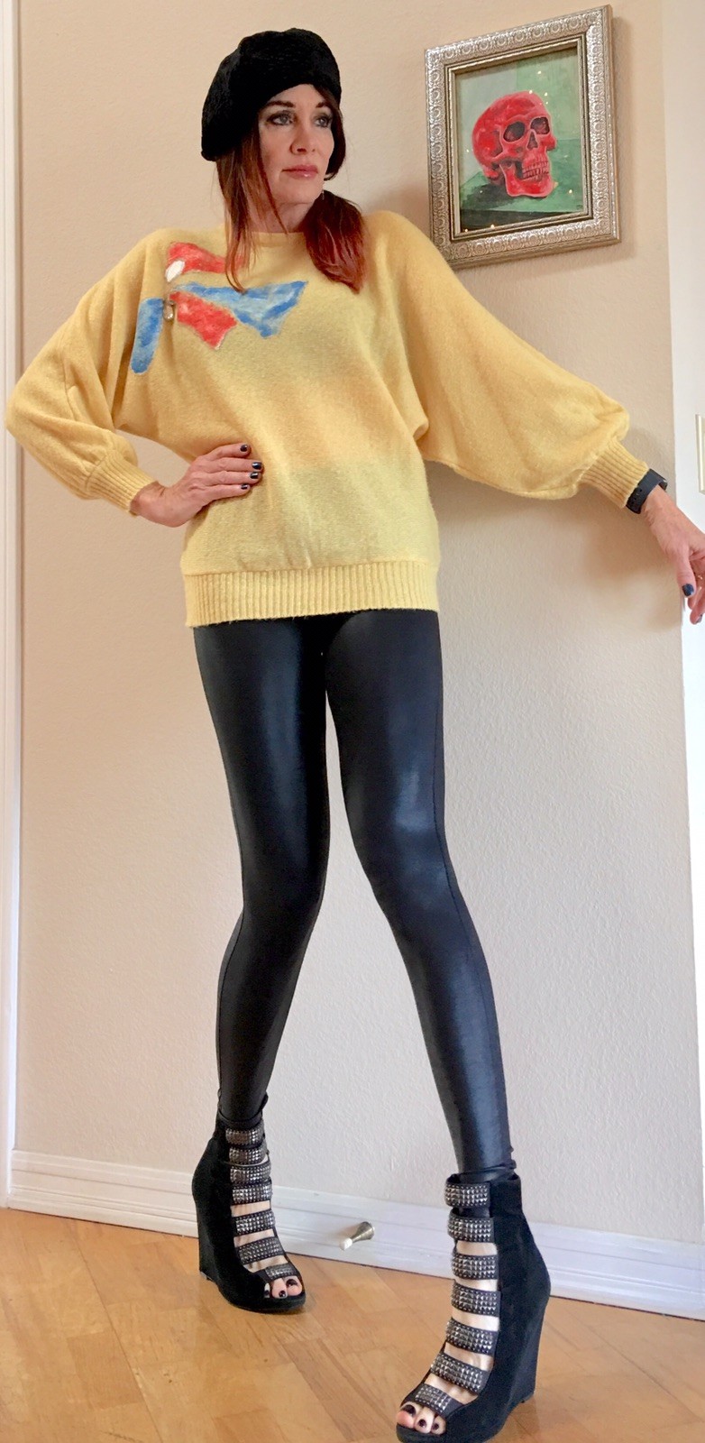 Vtg 80s Oversized Draped Dolman Batwing Sleeve Artsy Avant-garde Knit Sweater M