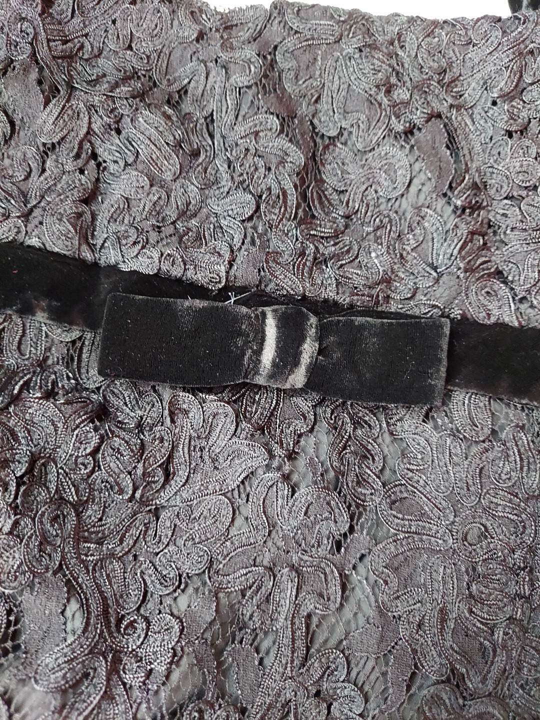 VTG 80s Carmen Marc Valvo Dress Womens 14 Velvet Trim Lace Coquette Whimsigoth