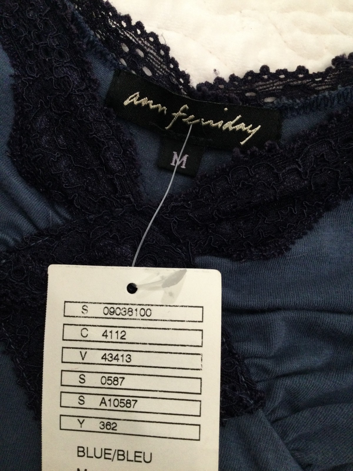 NWT Anthropologie Ann Ferriday Dusty Blue Lace Trim Romantic Top M Bella Swan