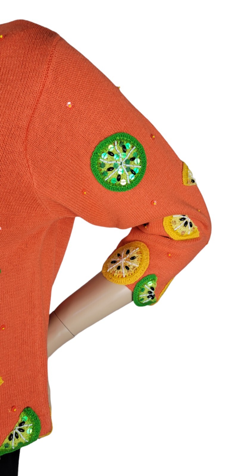 Vtg Design Options By Philip & Jane Gordon Orange Lemon & Lime Cardigan Sweater