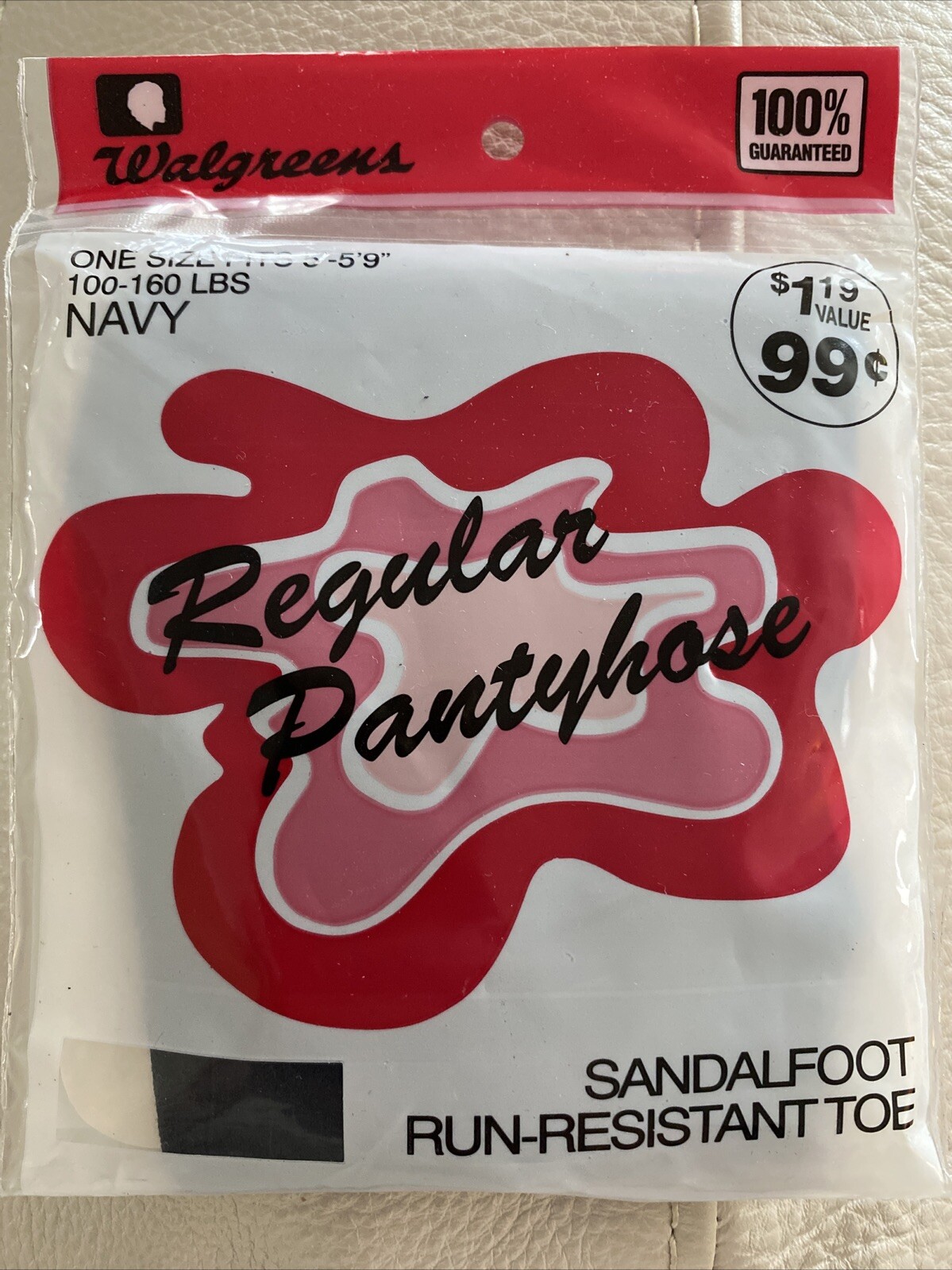 Walgreens Vtg Pantyhose Navy Sheer.New Old Stock One Sz 100-160 Lbs 5’-5’9”