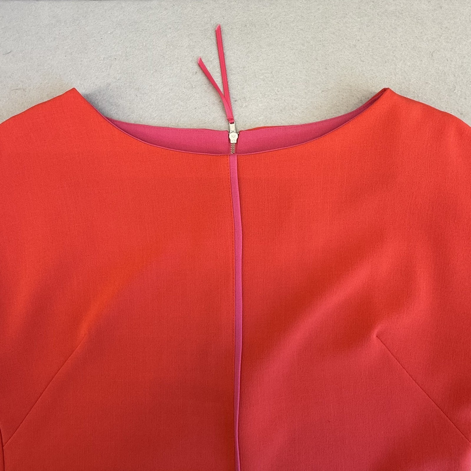 VTG J Taylor Colorblock Dress Red Pink Shift Mod Career Cocktail Party Medium M