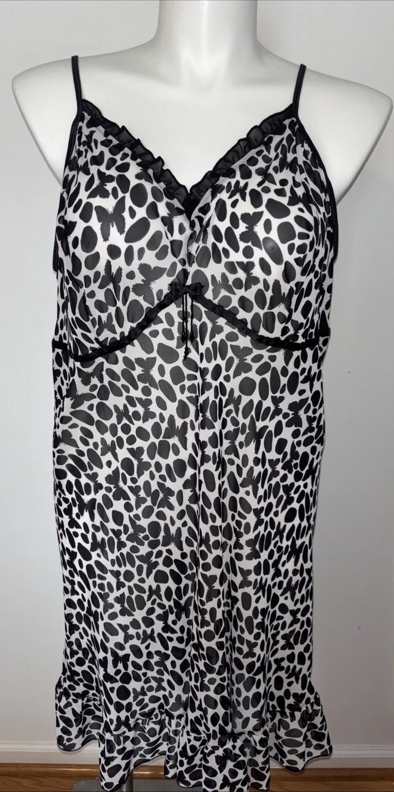 Cacique Butterfly Animal Print Chemise Slip Dress 26/28 Plus Size Y2K