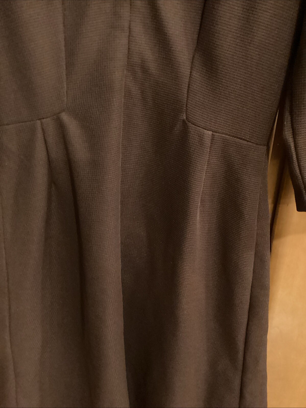 1970s Women’s Handmade Dress Sz S Brown Polyester A-Line Wide Collar Midi