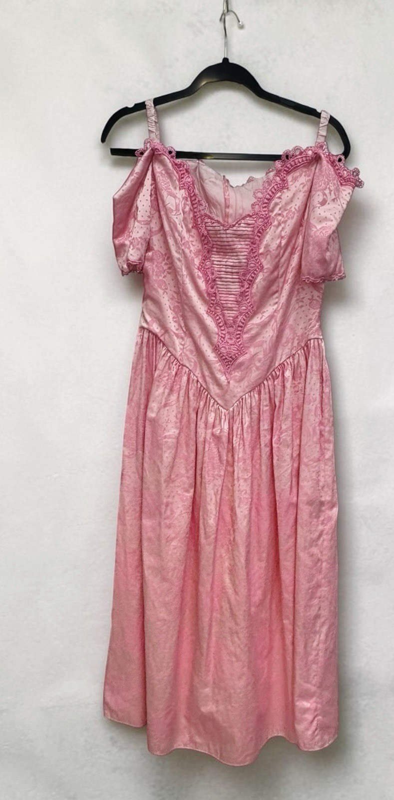 OOAK Vintage McClintock Dress Gown Lace 80s Prairie Hot Pink Fairy Glam Sz 12