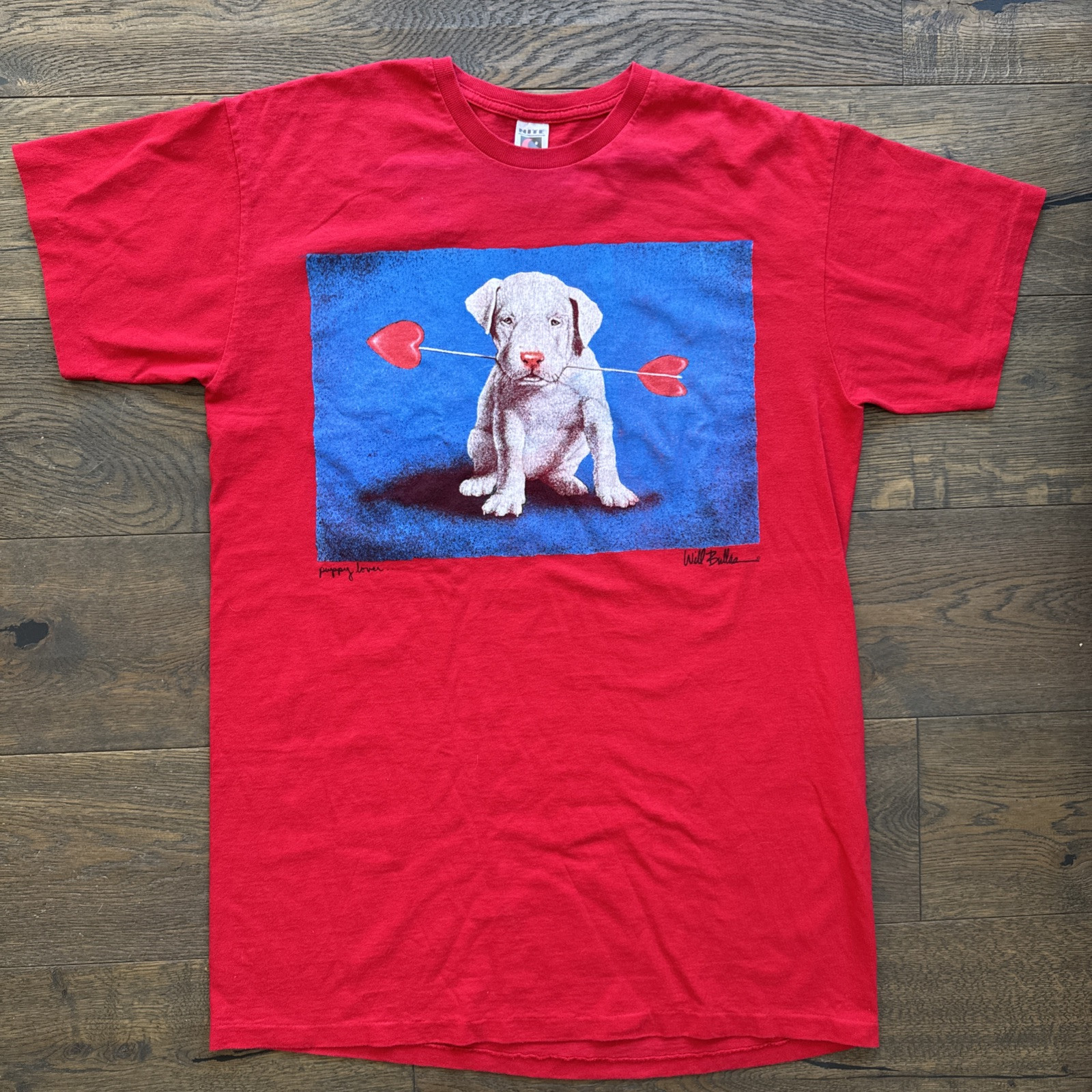 Vintage Puppy Lover Will Bullas DOG Pajamas LONG Sleep Night T Shirt Arrow Heart