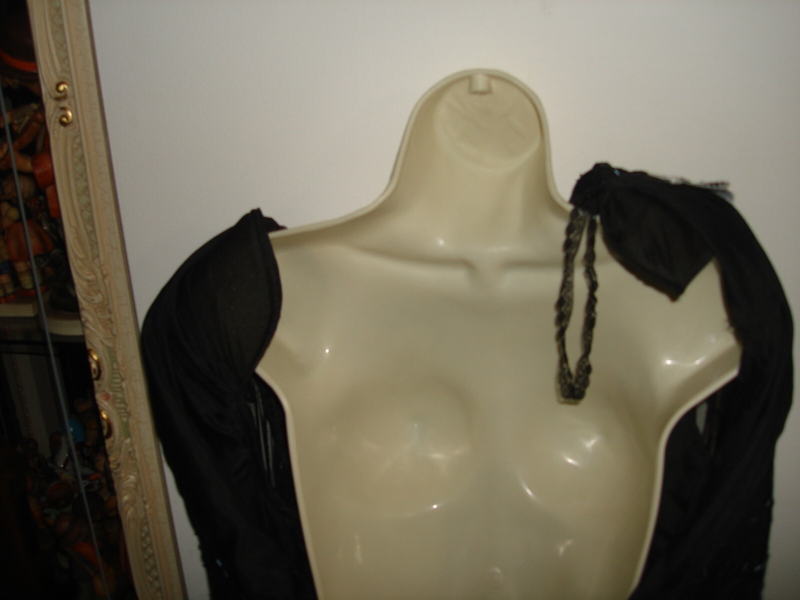 Vintage Unique Nice STENAY EVENING Black Silk Beaded Cocktail Long Sleeve Top L