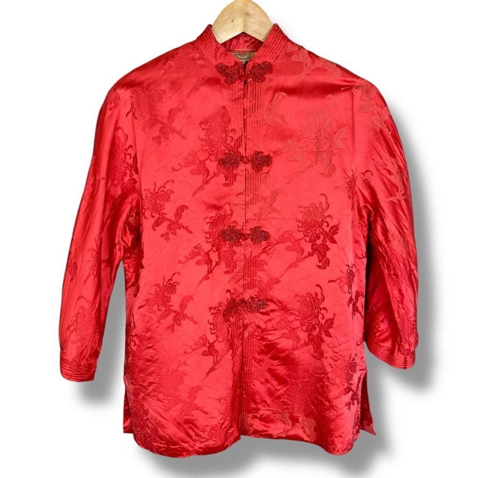 Vintage 1950s Dynasty Jacket Frog Closures Reddish Mandarin Collar Hong Kong