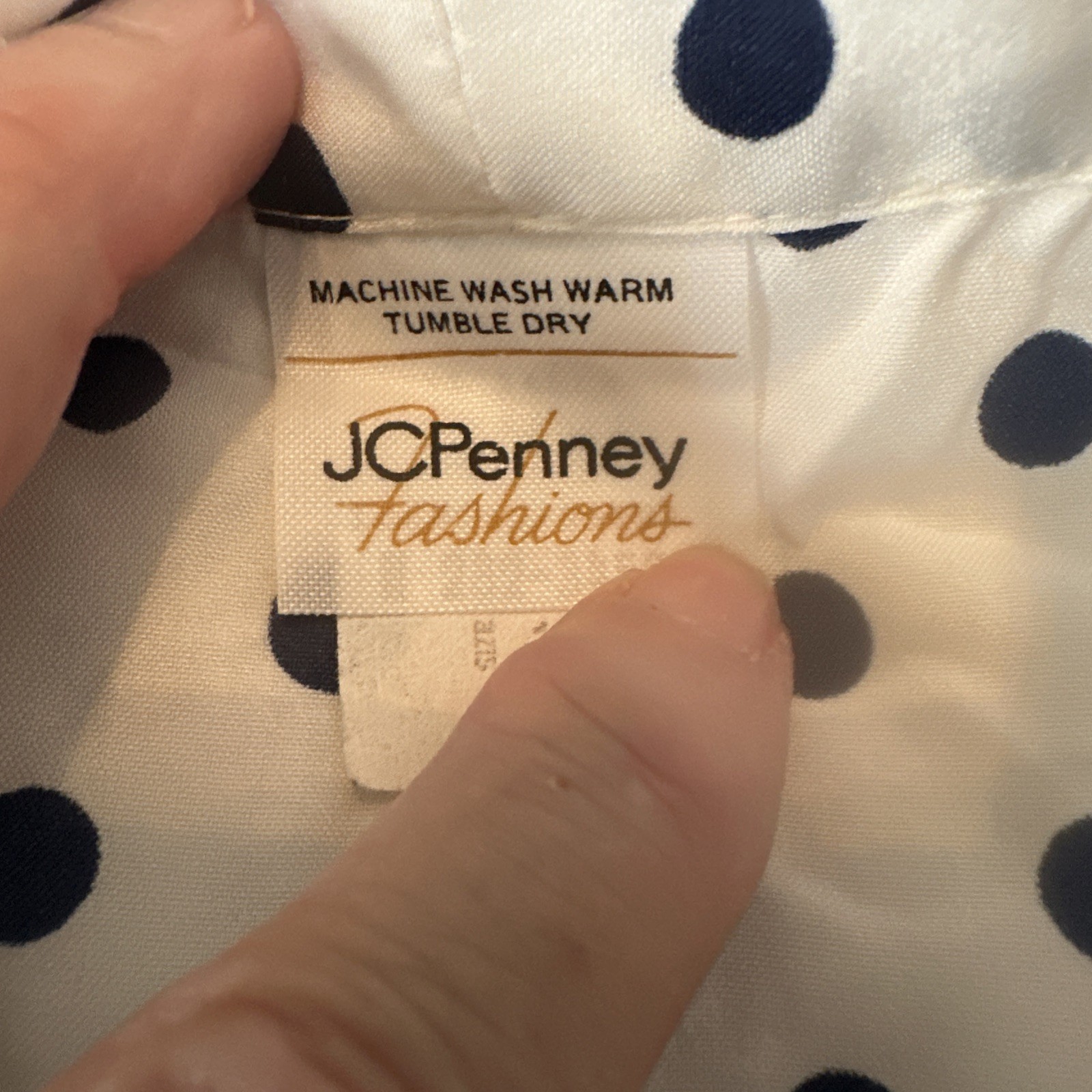 Vtg J C PENNEY FASHIONS White Blouse W/Black Polka Dots Bow 70’s Secretary Look