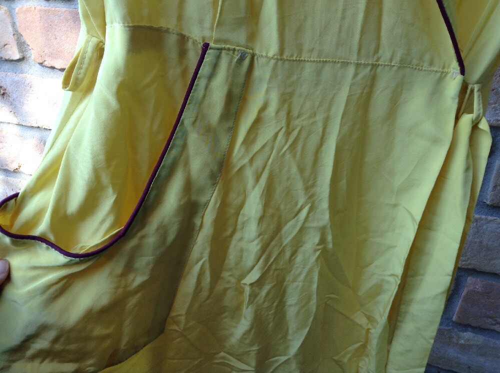 VTG 40s Yellow Dress Sz S ?27″W Theater Study Costume DAMAGE STAINS